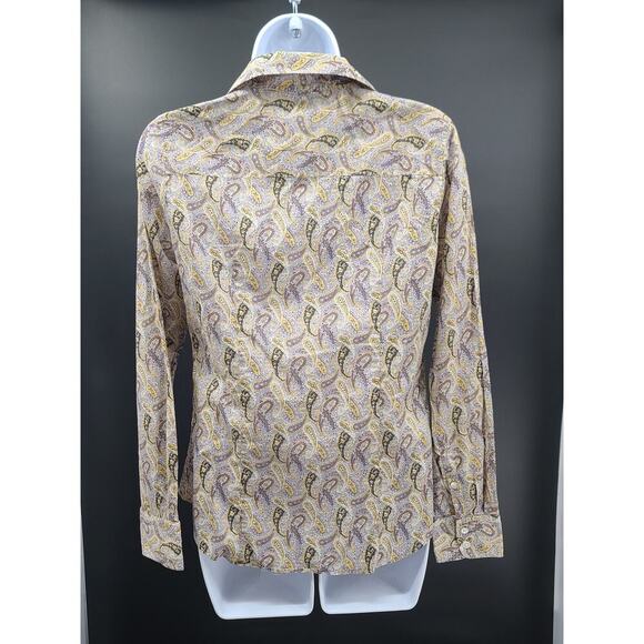 J Crew women's The Perfect Shirt paisley Gray/yellow Size 2 Eclectic Dopamine - Picture 3 of 6